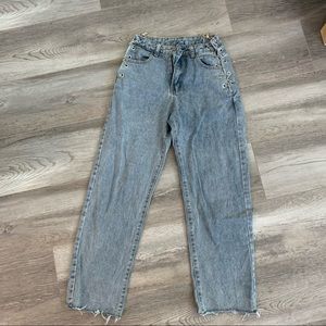 Chain Lace up Straight Leg Jeans